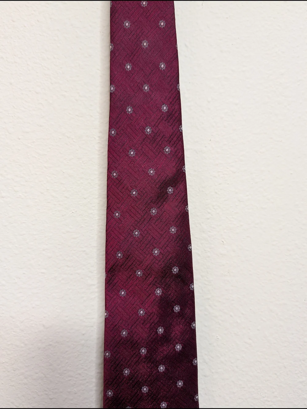 Pierre Cardin‎ Tie Burgundy Herringbone Floral Medallion Vintage Designer French
